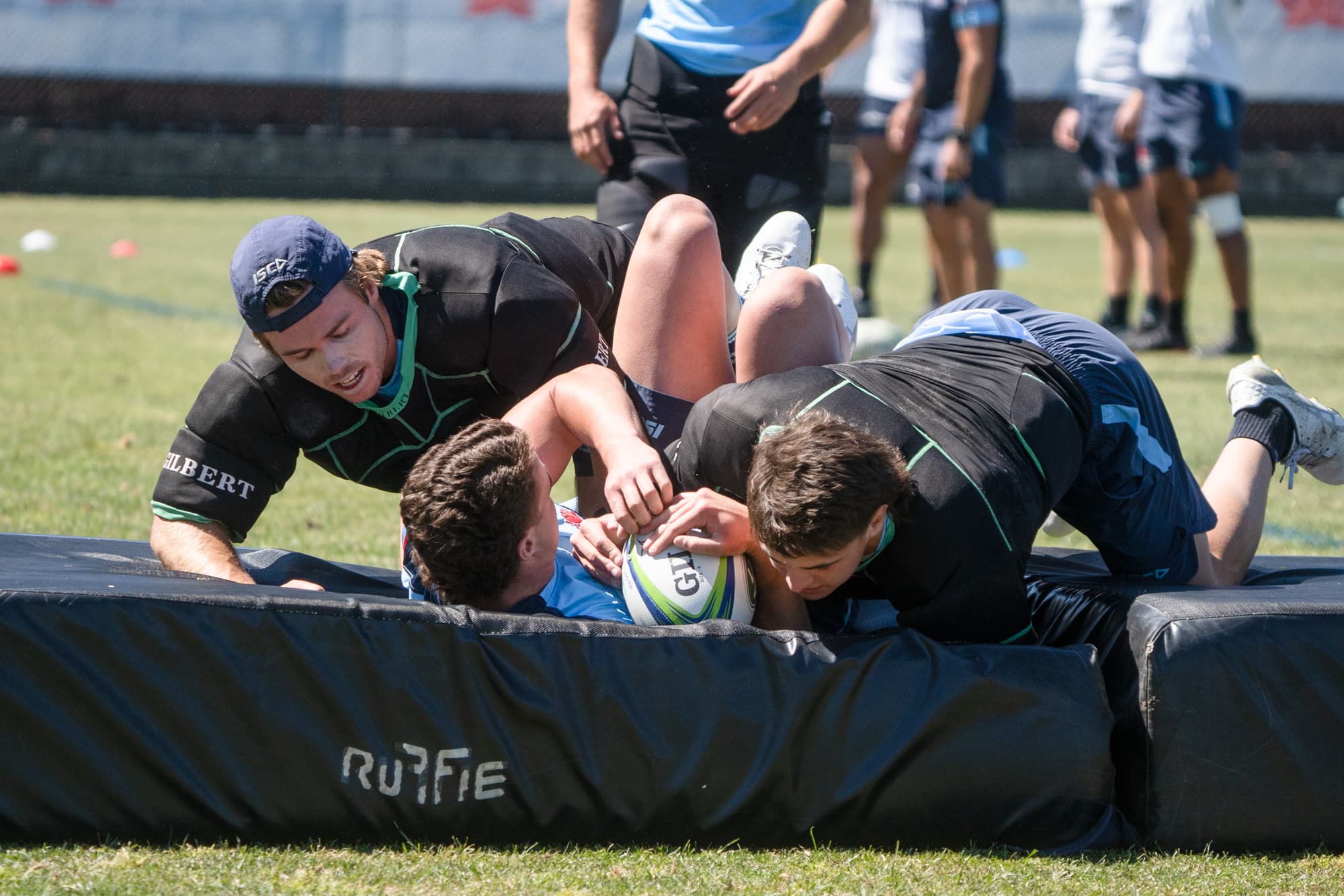 Will Harrison and young gun, Teddy Wilson get stuck in during a contact session.