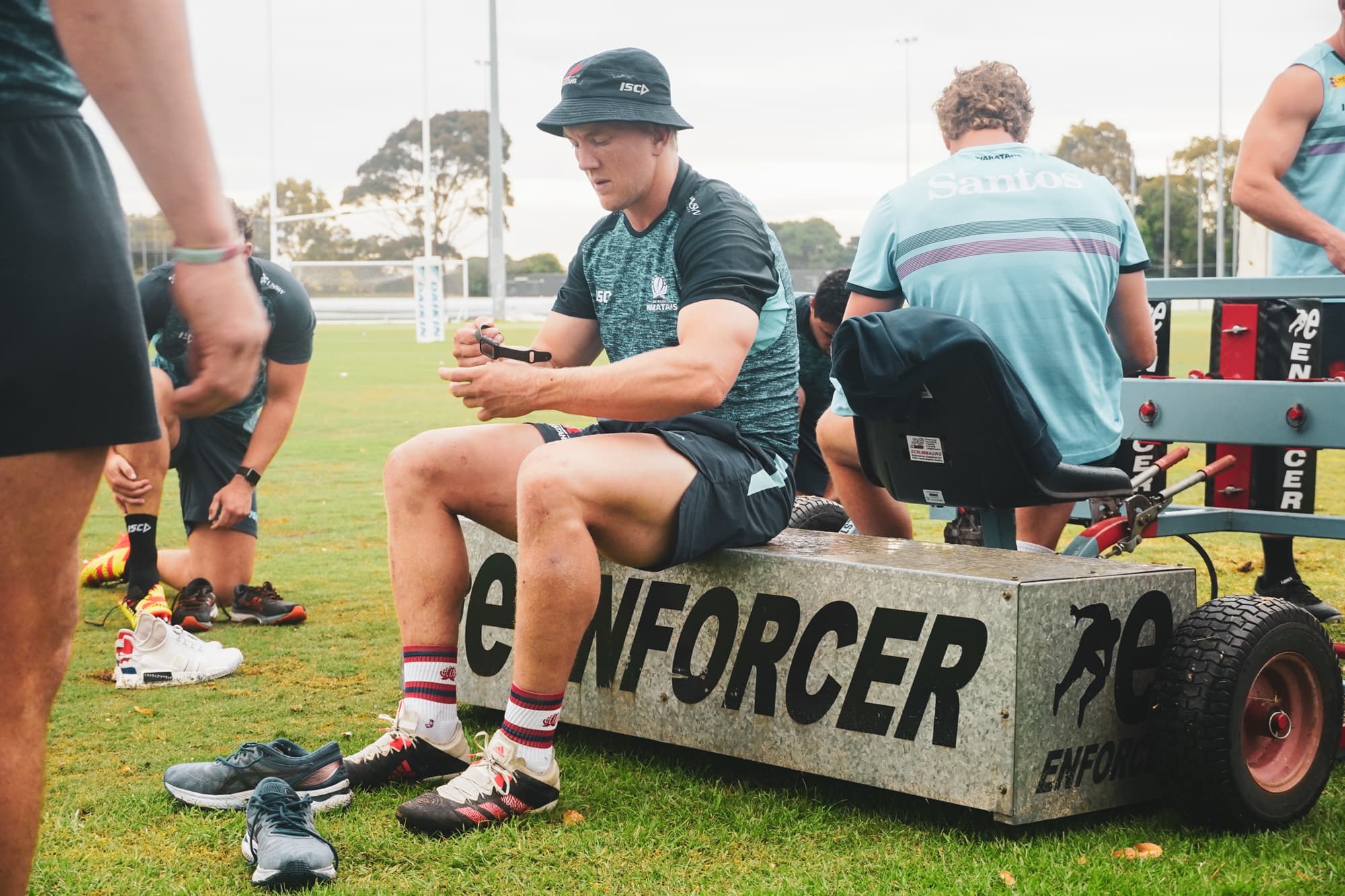 Hugh 'Sinkers' Sinclair gets ready to scrum down