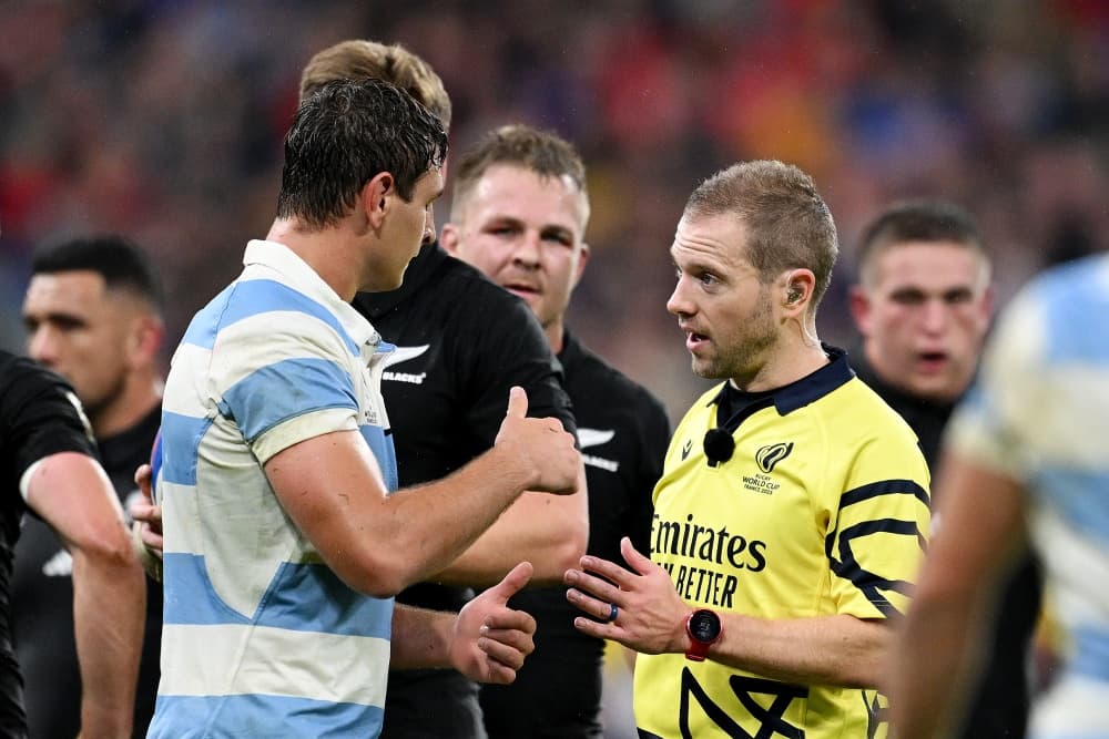 Angus Gardner will become the most capped Super Rugby referee on Friday. Photo: Getty Images
