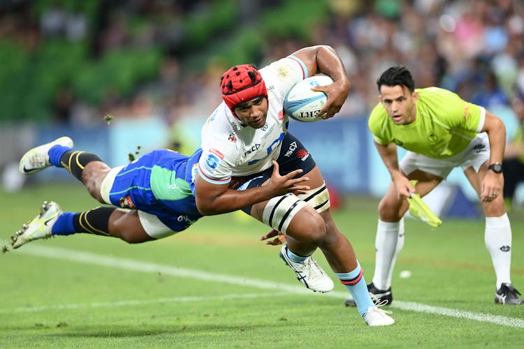 Langi Gleeson was a standout for the Waratahs in their 46-17 win over the Fijian Drua