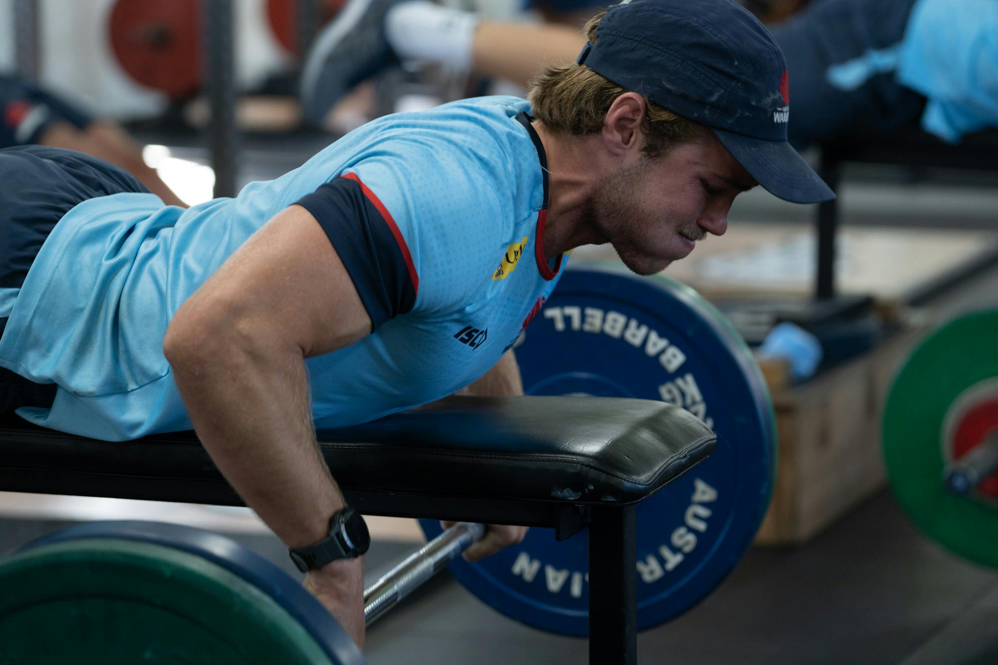 Will Harrison in the weights room