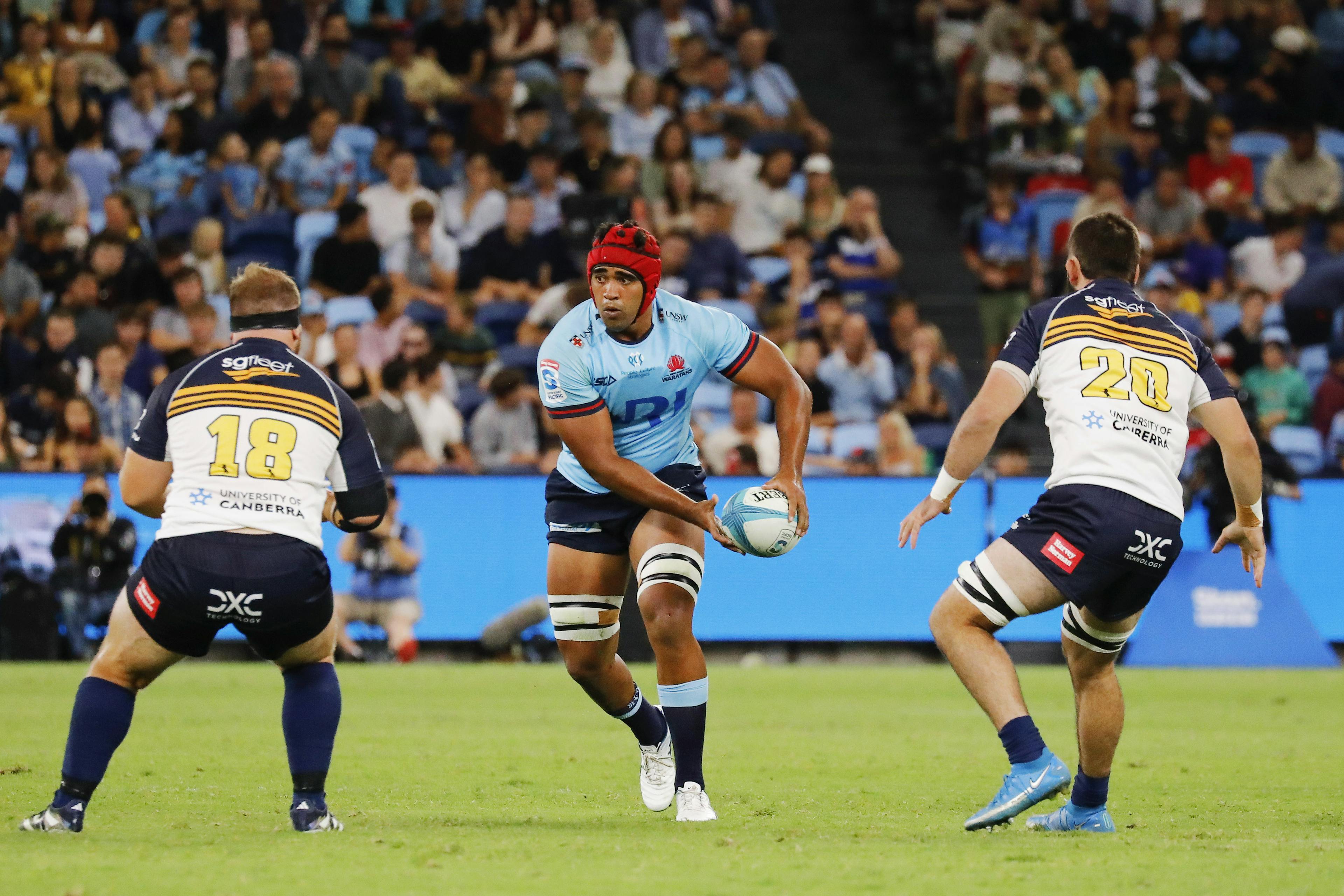 Langi Gleeson in action against the Brumbies
